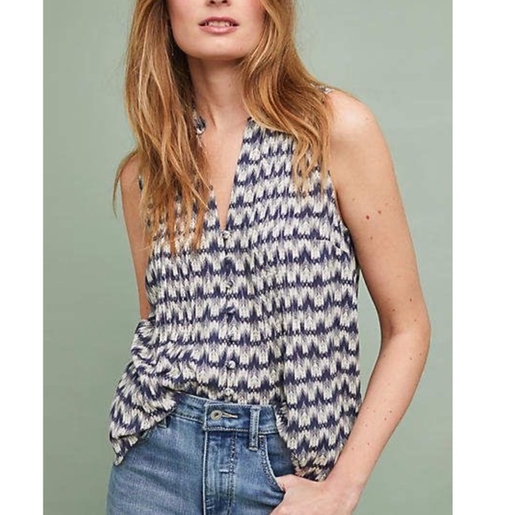 Anthropologie Tops - Anthropologie Sz M Maeve Printed Buttondown Top EUC